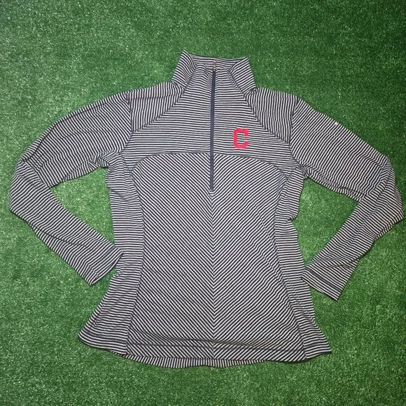 MLB Cleveland Guardians Columbia striped half-zip long sleeve shirt - Picture 1 of 6
